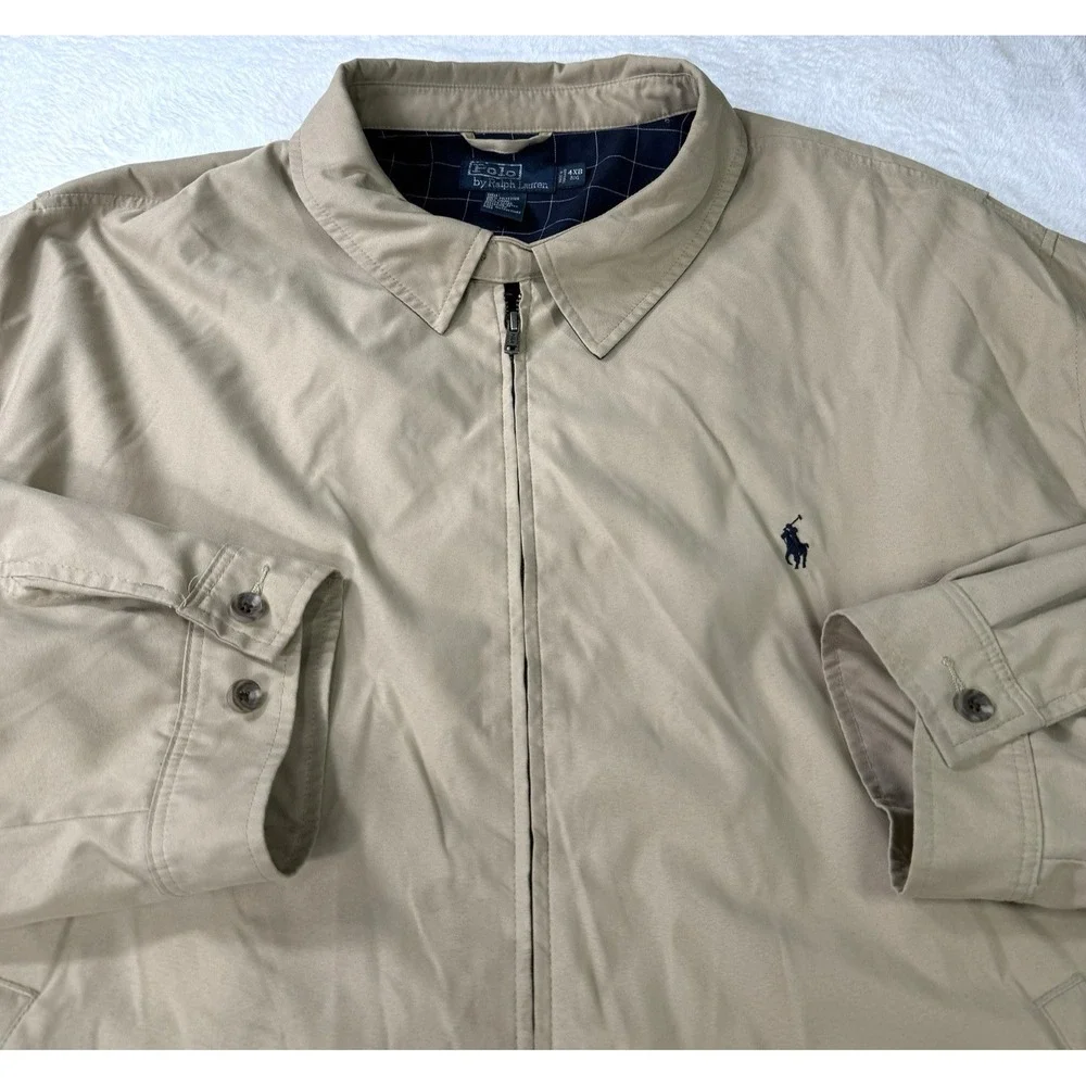 Polo Ralph Lauren Bomber Jacket Mens‎ 4XL Big Beige Harrington Plaid Lined